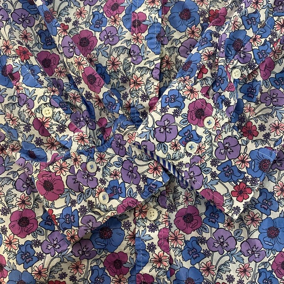 Talbots Blue and Purple Floral Button Down Shirt - Picture 6 of 11